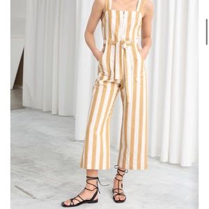 & Other stories Cotton / Linen Striped Jumpsuit